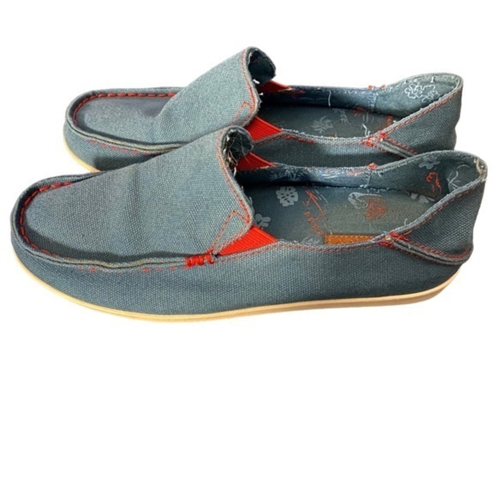 Olukai Women's NOHEA Canvas slip on Blue orange blue orange shoes Size 6